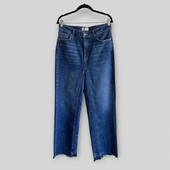Free People Relaxed Straight Slouch Jeans in Indigo Blue Size 31 - Picture 2 of 4